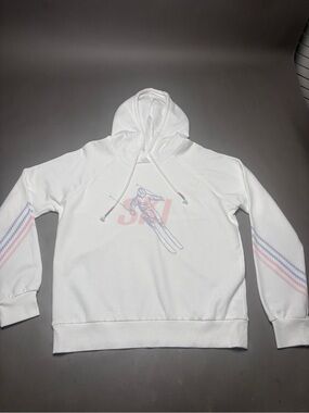 P.J. Salvage White Hoodie with Pink and Blue Trim